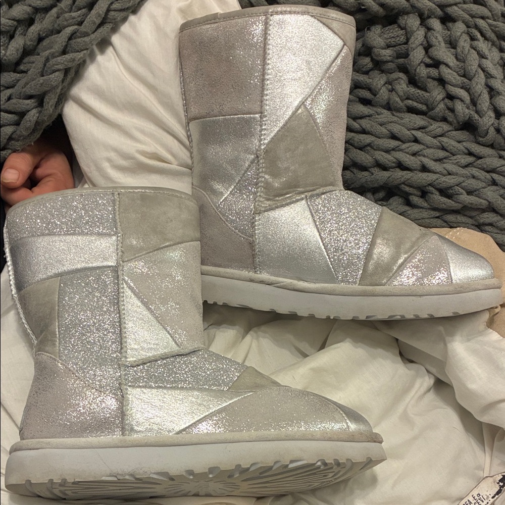 UGG Women's Silver and Cream Winter Boots